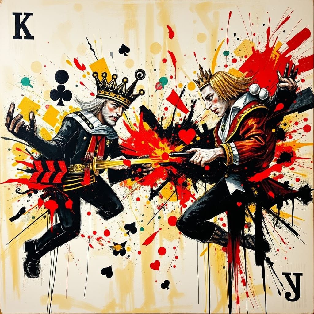 Abstract Expressionist Card Battle: King vs Jack