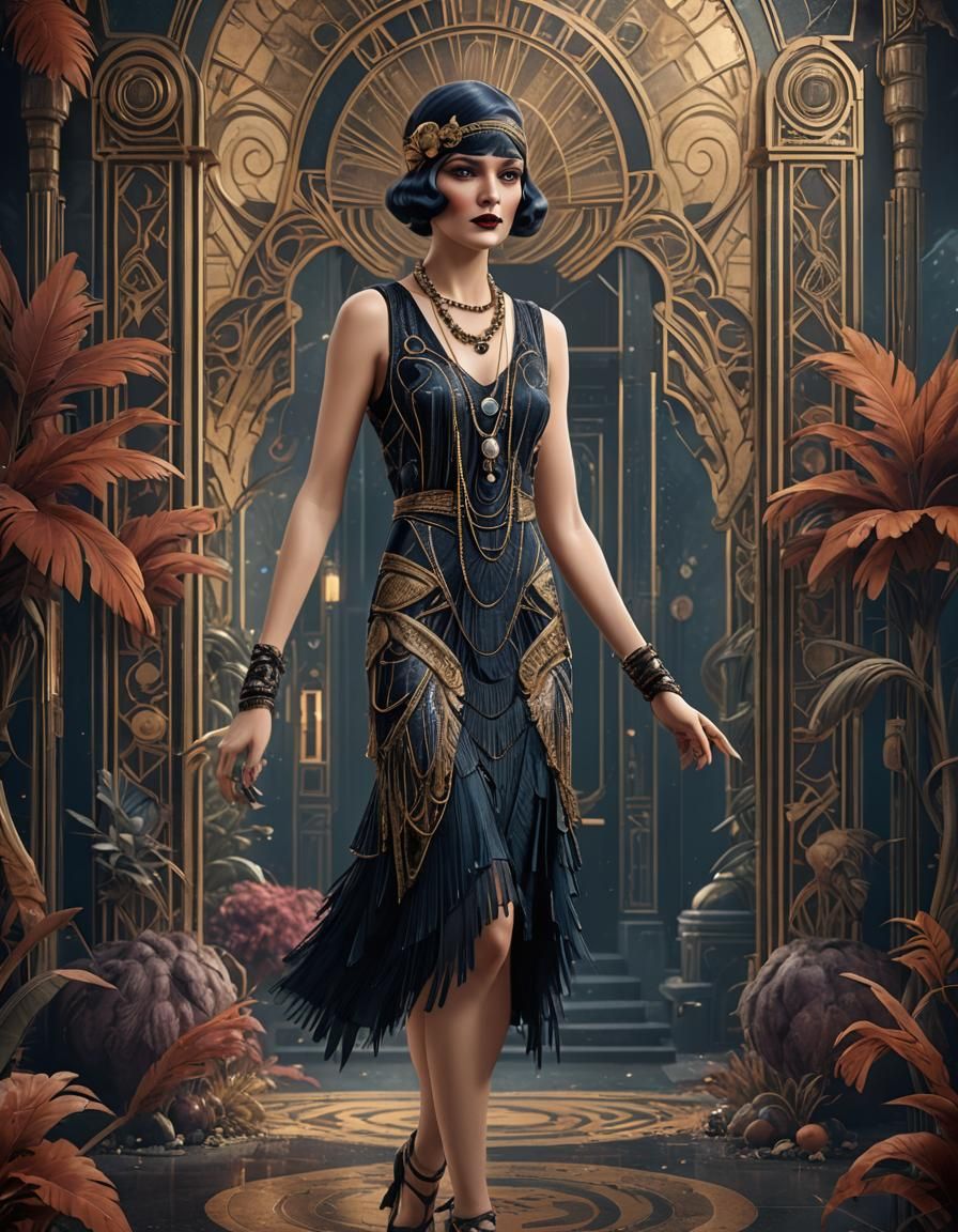Art Deco Horror Flapper in 1920s Style