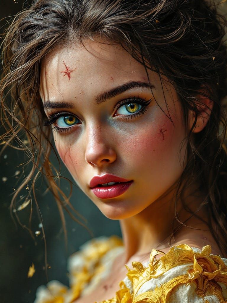 Hyperrealistic Princess Belle Portrait in Dramatic Lighting
