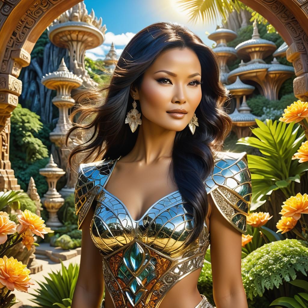 Ethereal Woman in Fractal Zen Garden