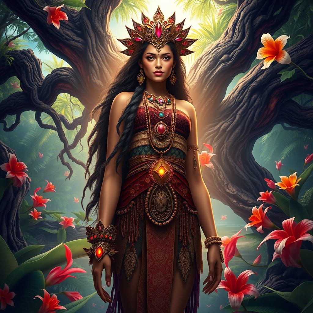 Samoan Goddess Teine Sa Radiates Pacific Power in Lush Fanta...