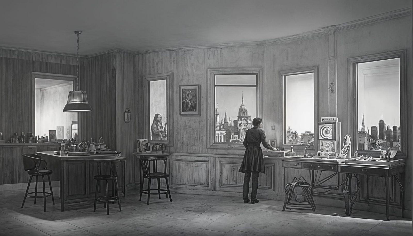 Surreal Eldritch Horror in Monochromatic Cinematic Style