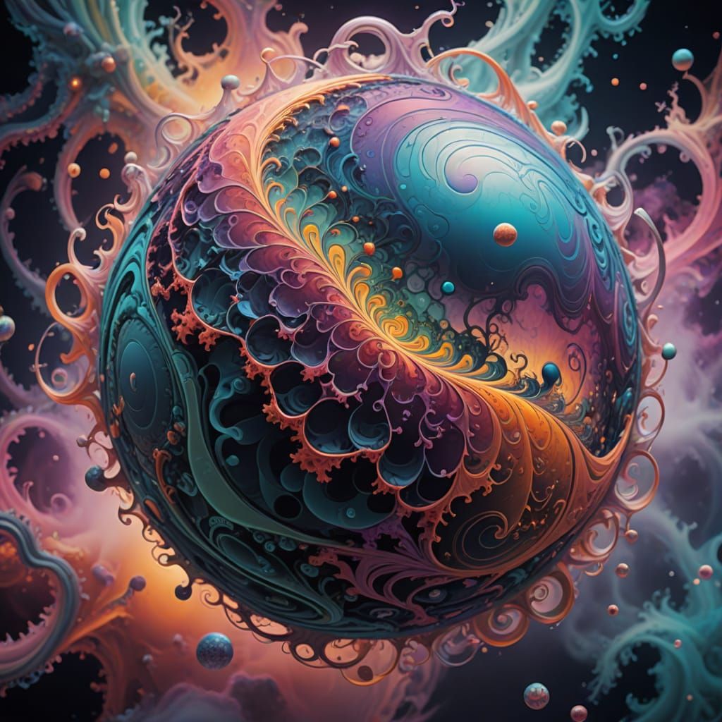 Ethereal Whirlpools in Iridescent Fog, Surreal Close-Up