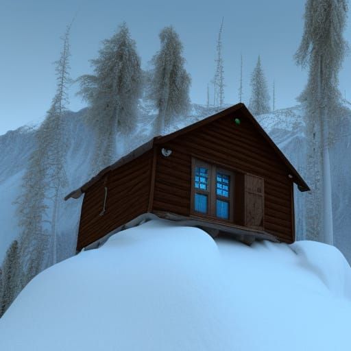 Cabin Retreat with Snowy Mountain Backdrop