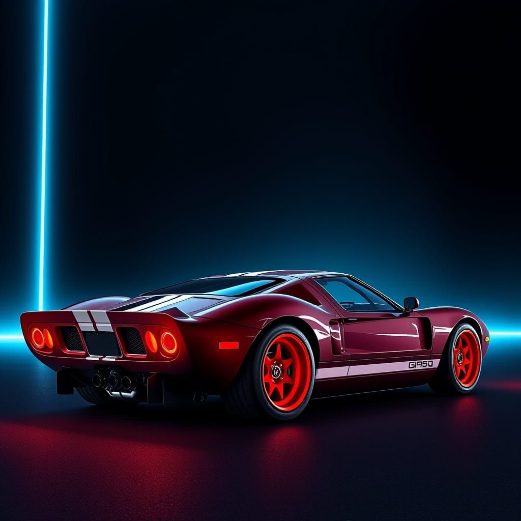 Sleek Ford GT40 Shines in Neon Night