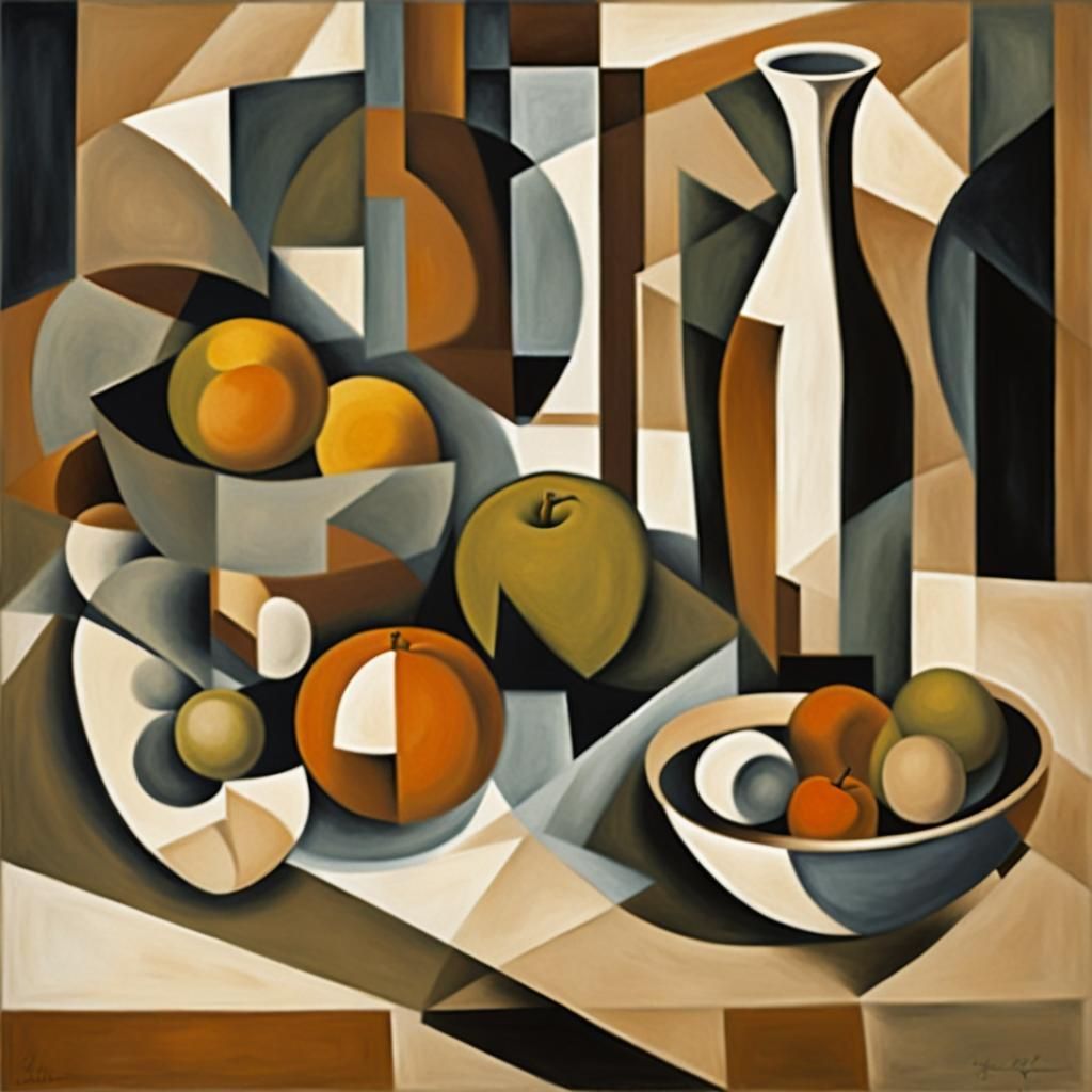Cubist Still Life with Geometric Forms
