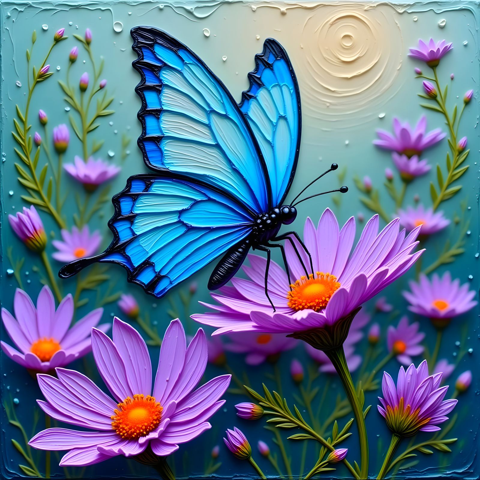Whimsical Butterfly Digital Painting in Impressionistic Fair...