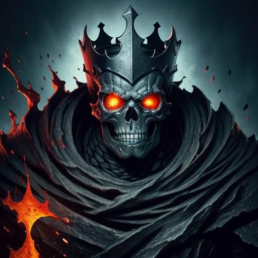 Hyperrealistic Lava King Skeleton Concept Art