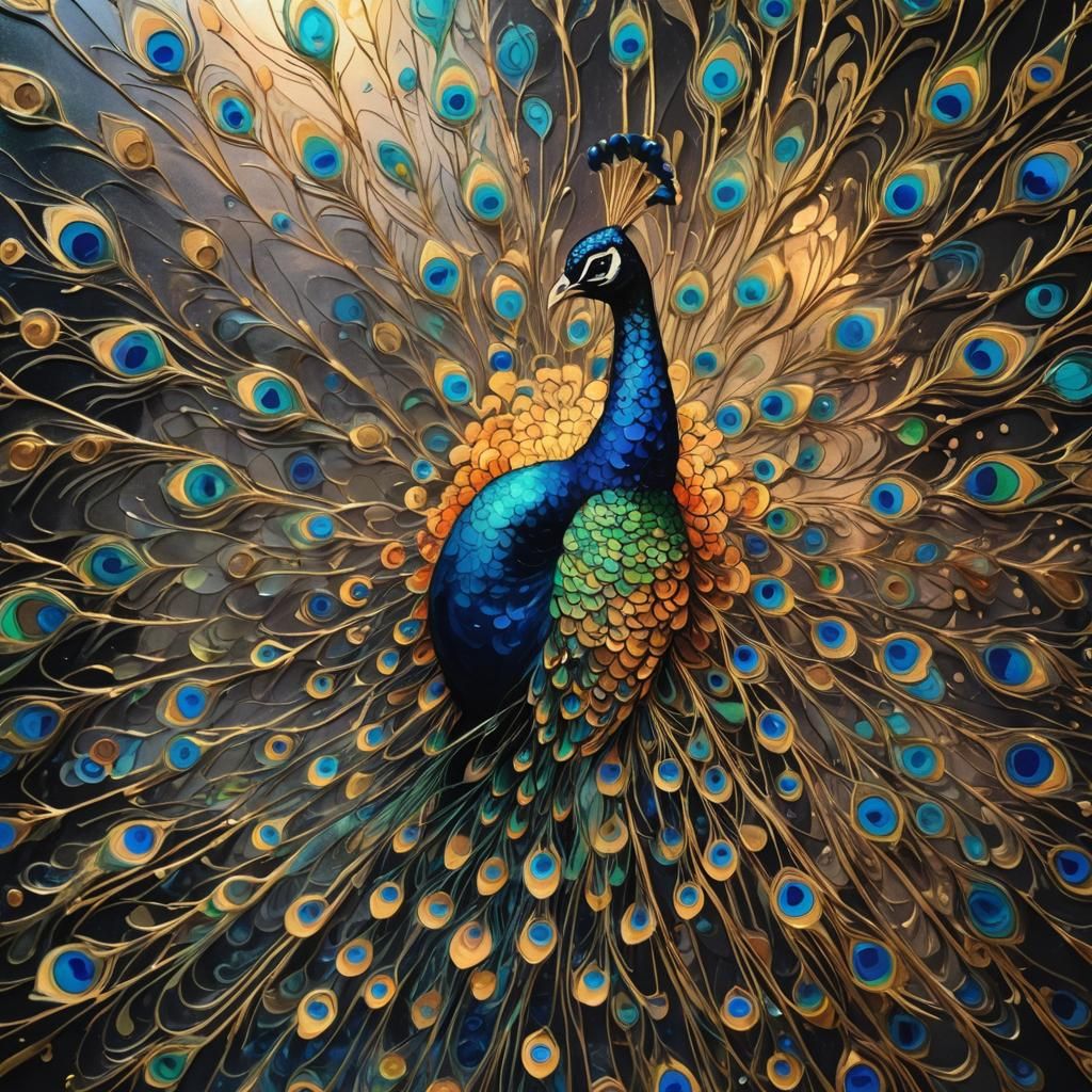 Peacock glass painting art