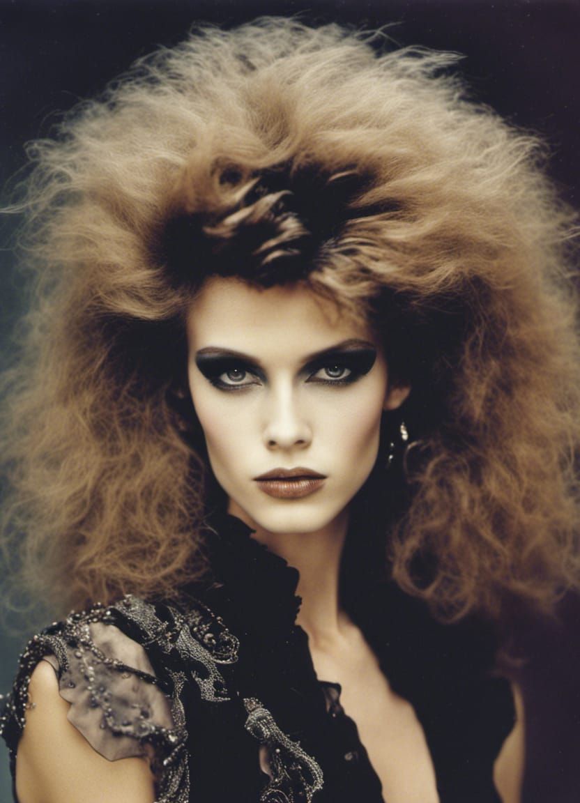 1980s Dark Wave Fashion Models in Polaroid Style