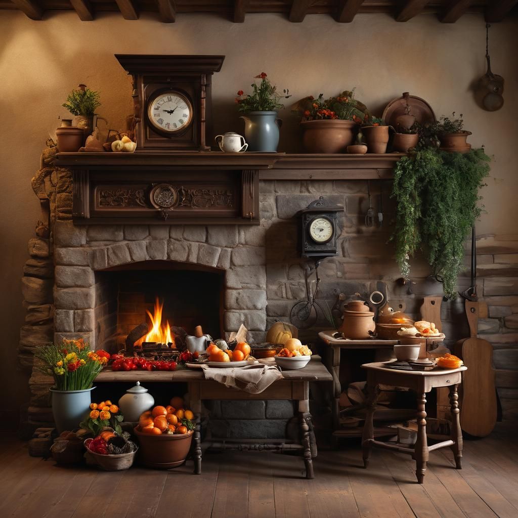 Cozy Kitchen Still Life with Vegetable Soup