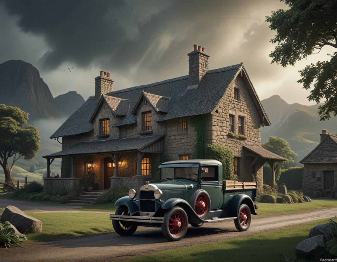 1929 Ford Model A Truck in Epic Cinematic Digital Landscape