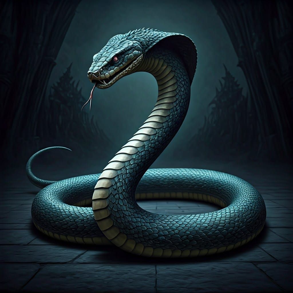 Gothic Assassin Snake in Dark, Shadowy Green Scales