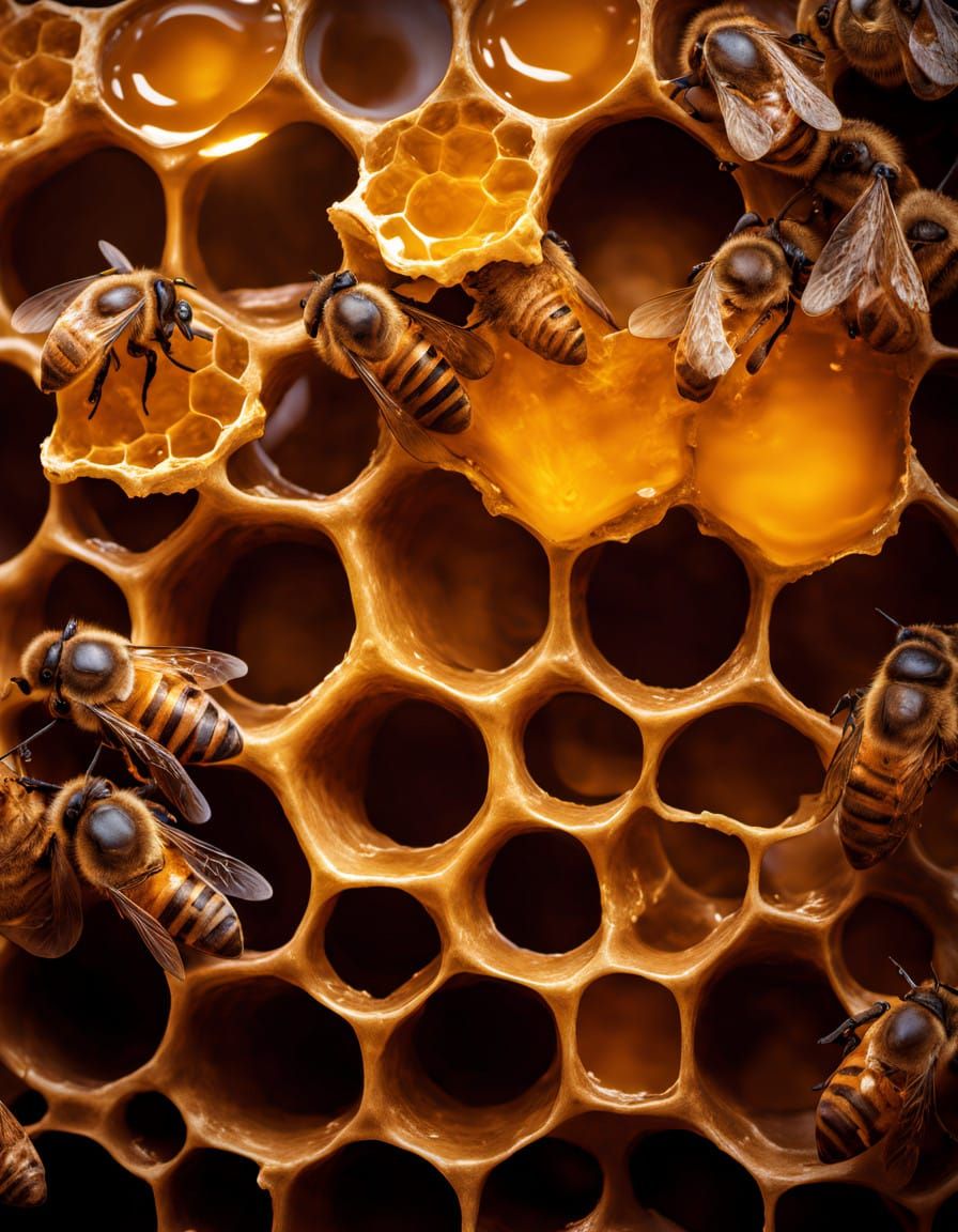 Surreal Honeycomb Portrait in Hyperrealistic HDR