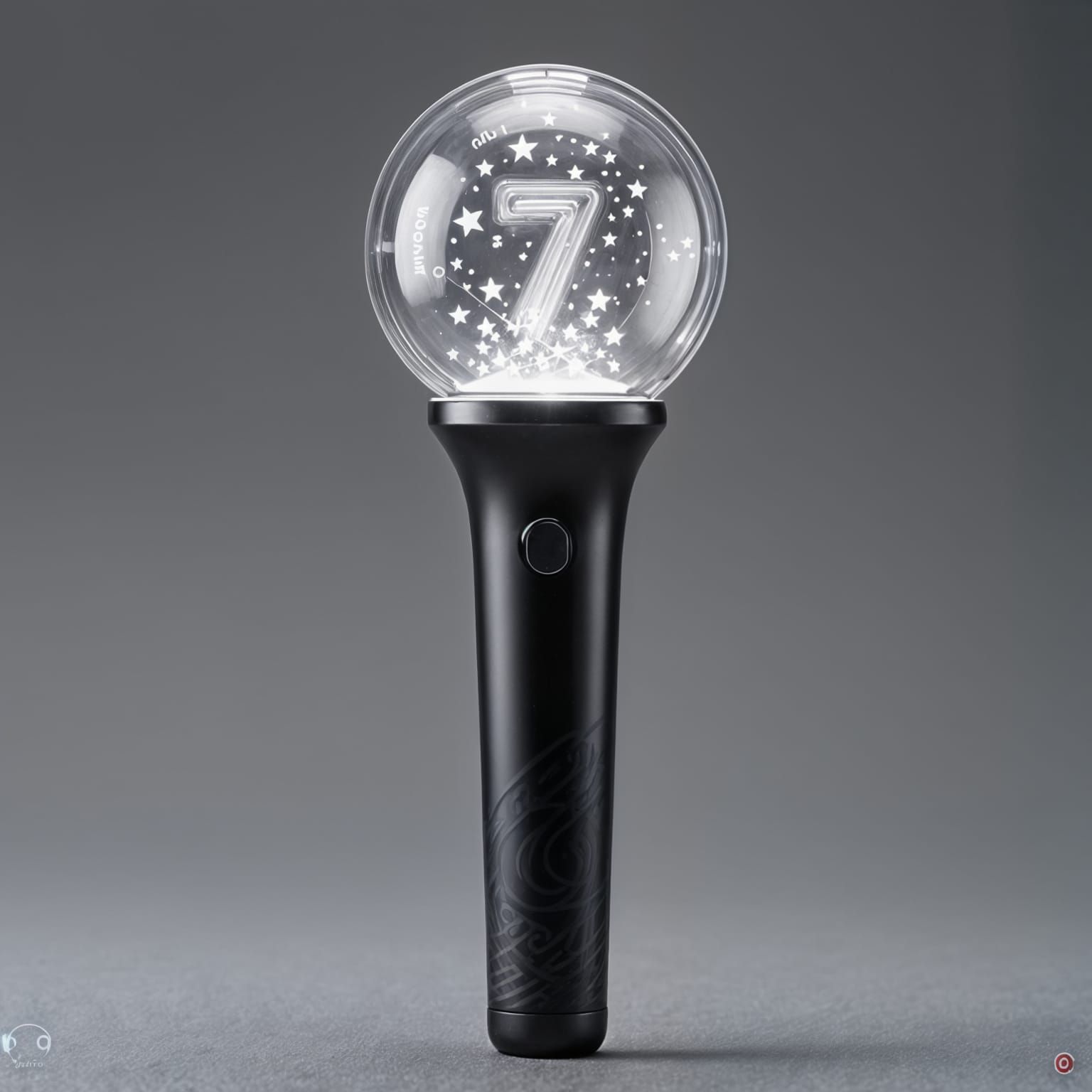 Black Lightstick With Crystal Orb and Floating Stars