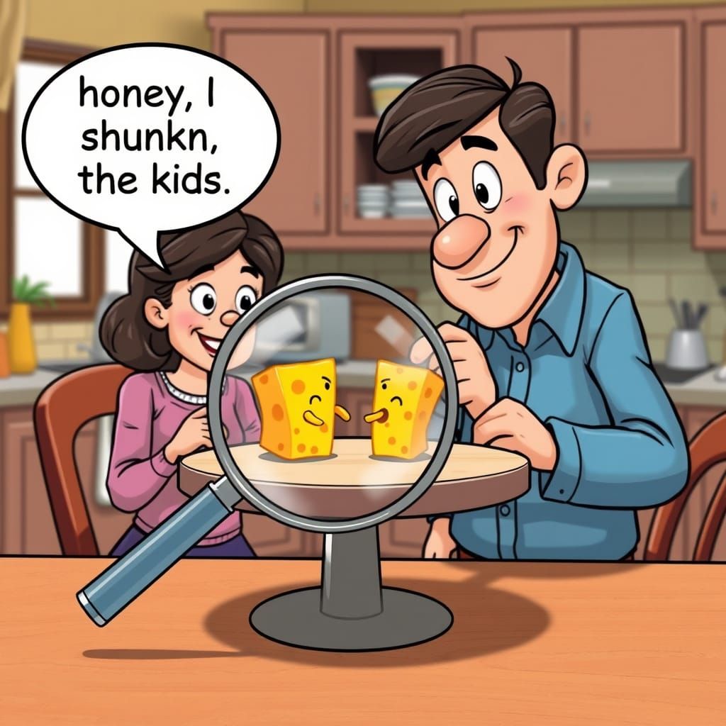 Cartoon Father Shrinks Kids: 1970s Comic Style