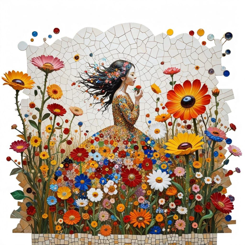 Desert Blooms Emerge in Klimt-Inspired Mosaic Art