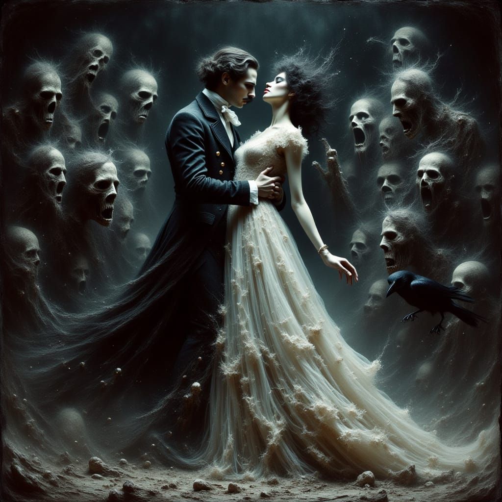 Ethereal Dance: A Gothic Fantasy Portrait of Edgar Allan Poe