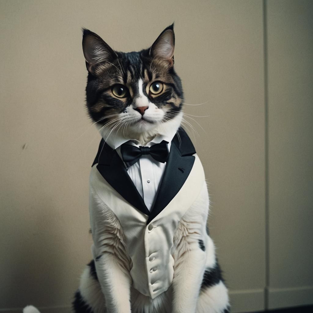 Cat in Tuxedo: Cinematic Film Still