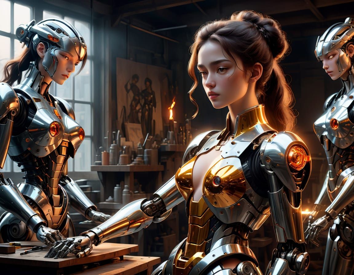 Artisans Restore Mecha Woman in Classical Style