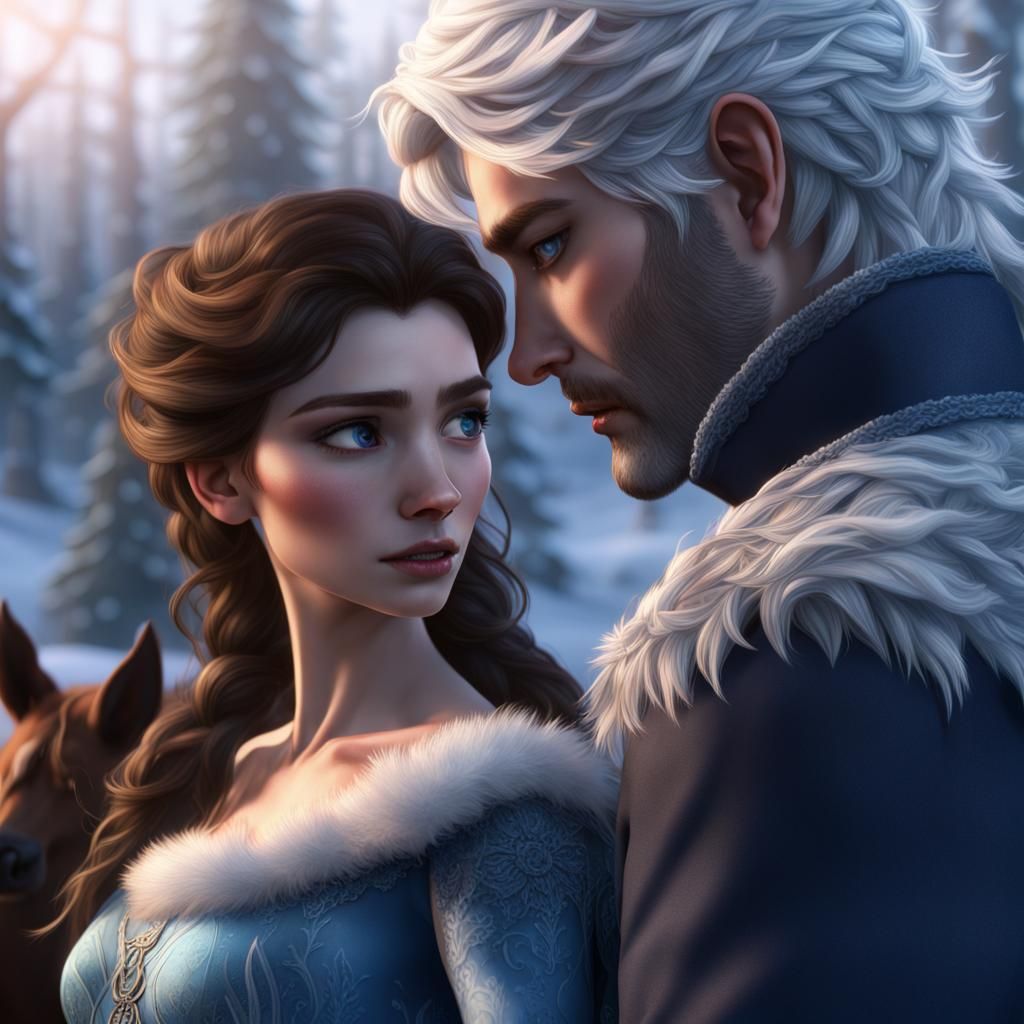 Elsa and Jack Frost Farewell: Fantasy Art