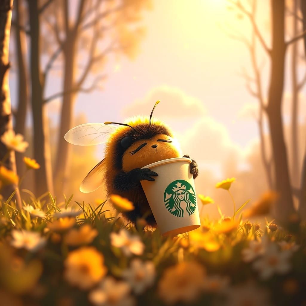 Bumblebee's Dream: Cozy Forest Scene in Pixar Style