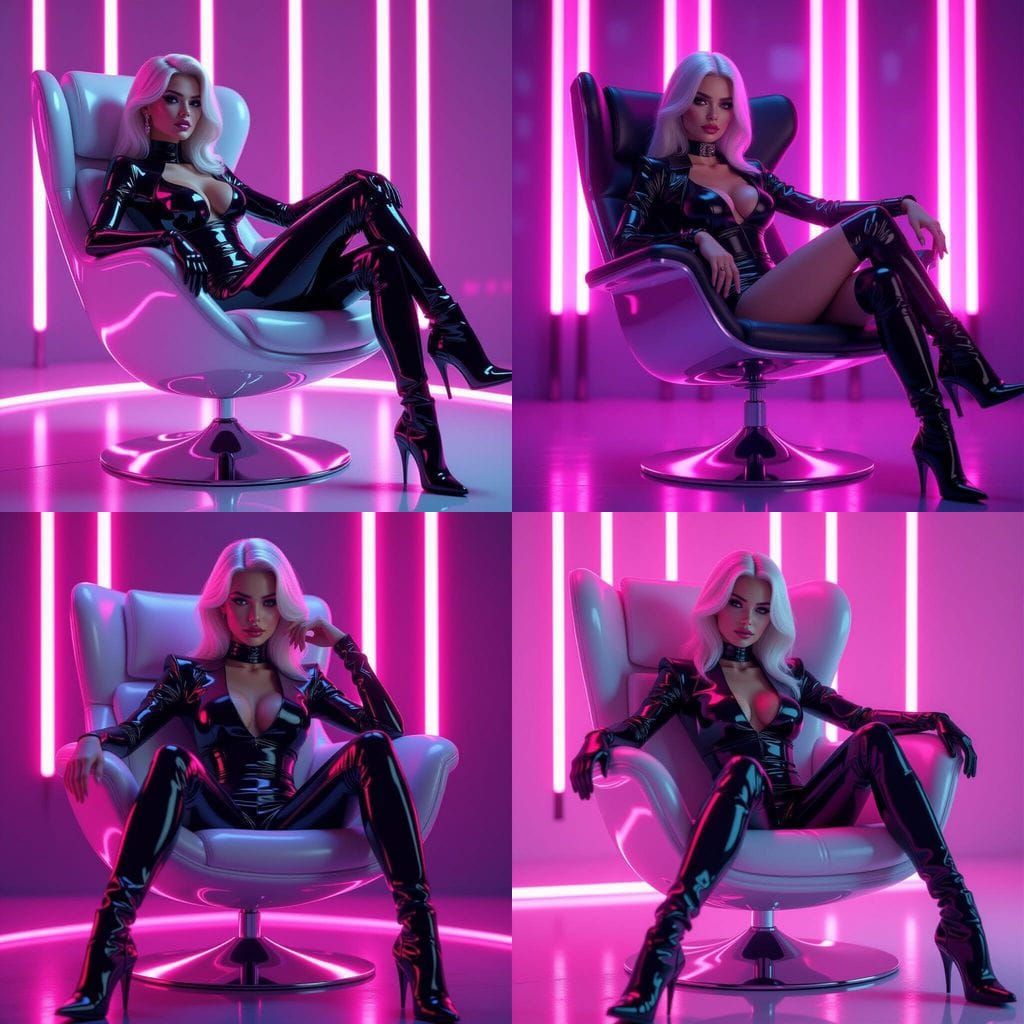 Confident Woman in Futuristic Pink Lightscape