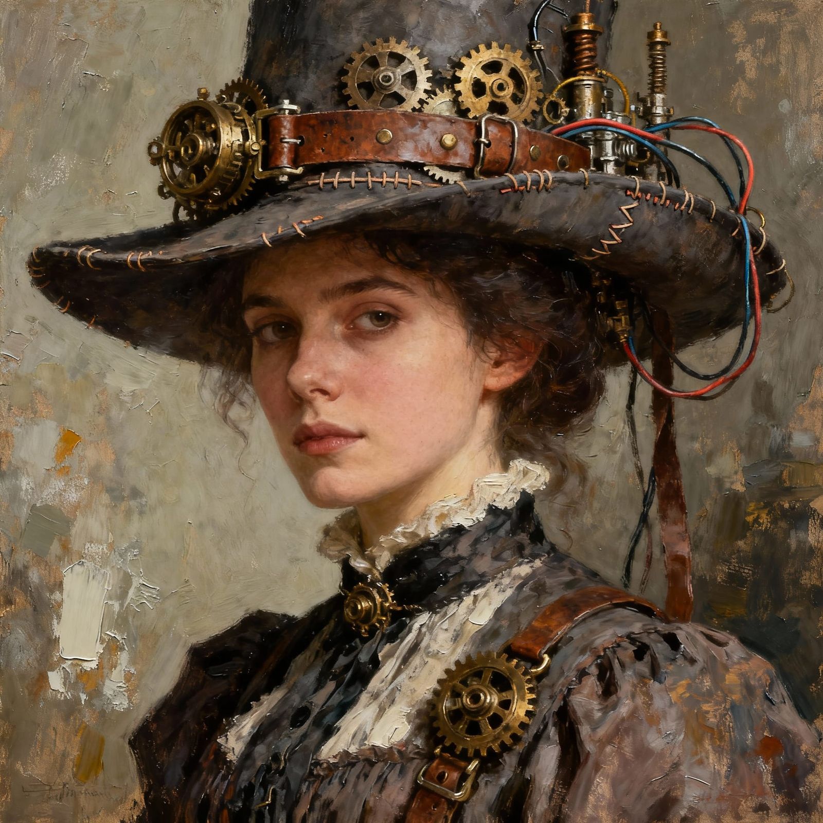 Victorian Woman Portrait in Steampunk Style