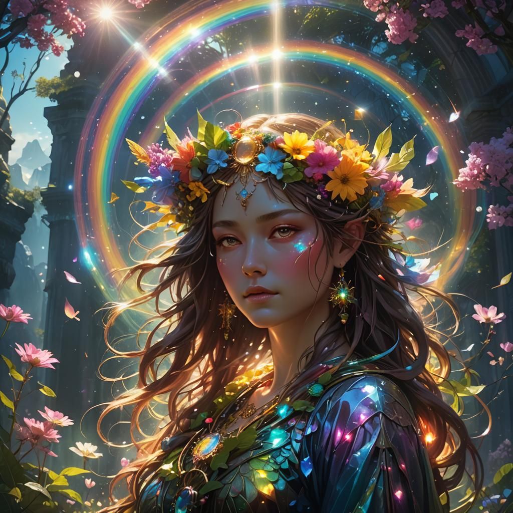 Goddess of Spring Digital Illustration in Dark Fantasy Style