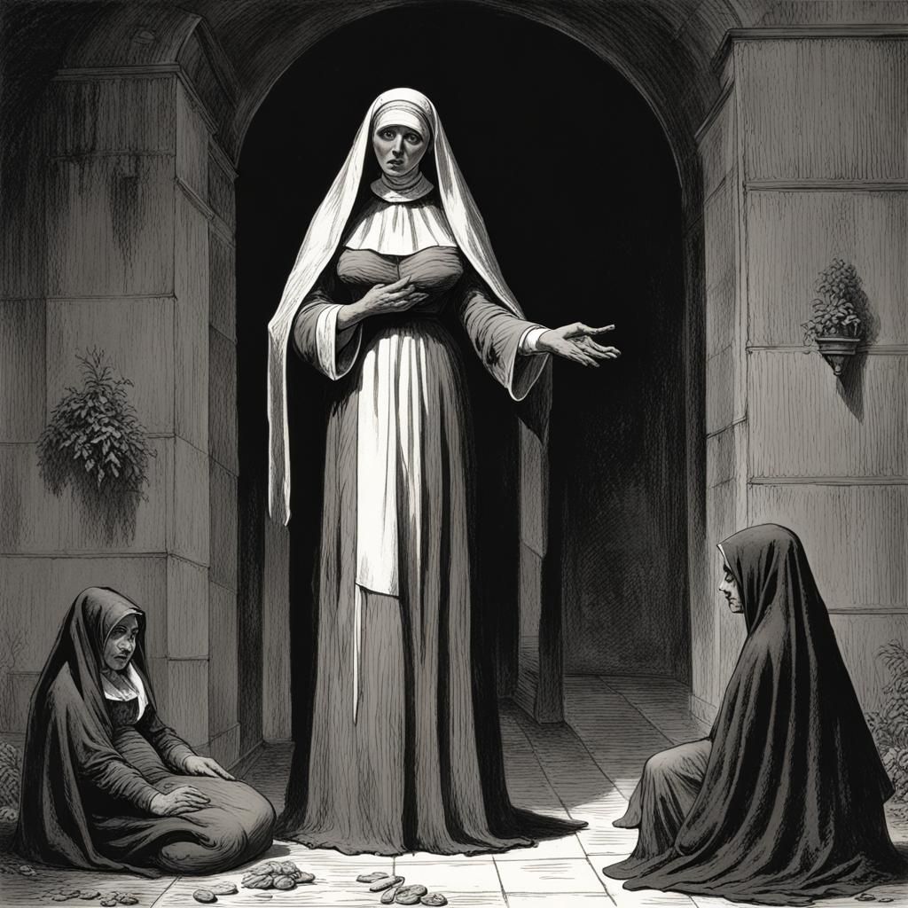 Lascivious Nun in Horror Art Style