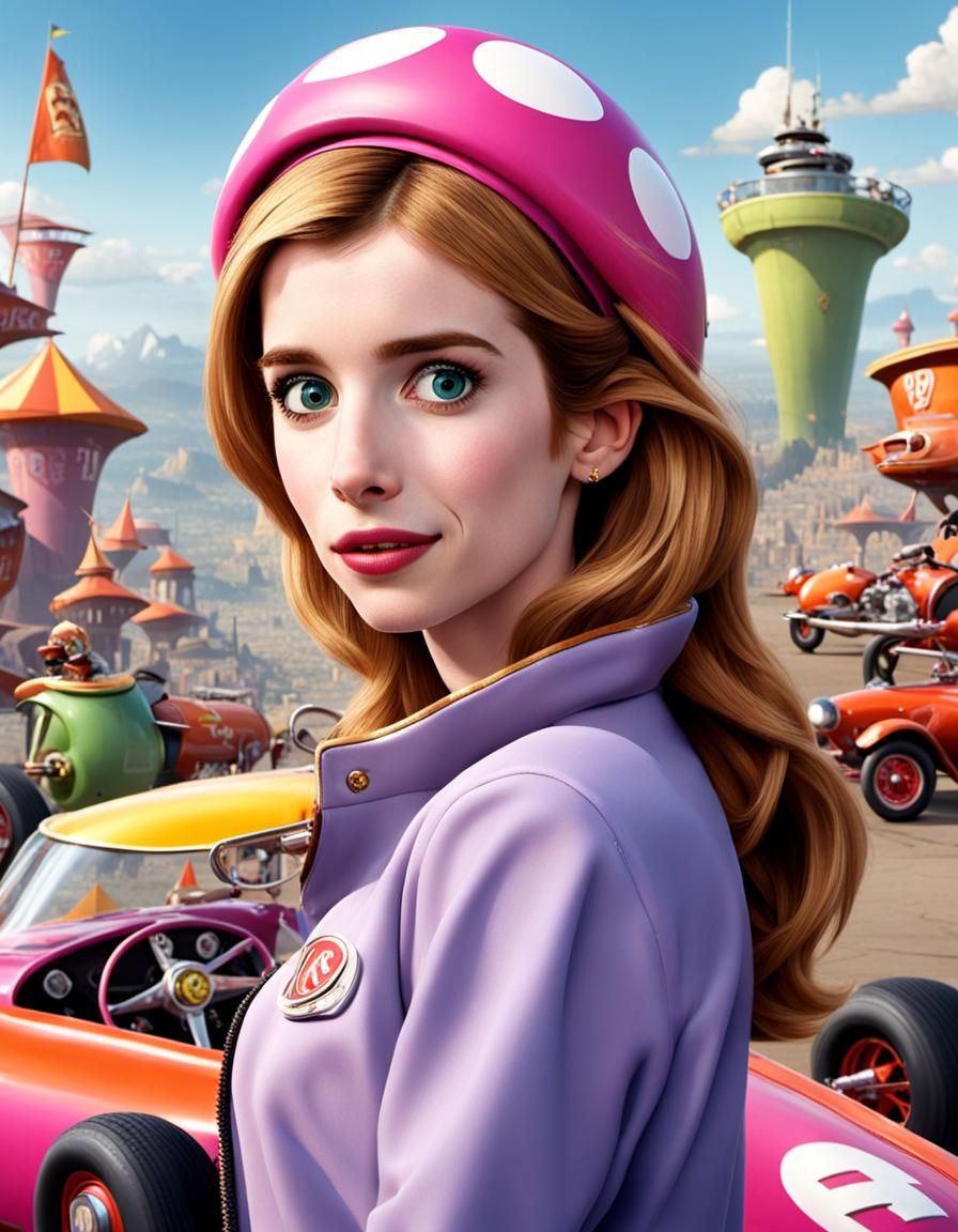 Emma Roberts as Penelope Pitstop in Cartoon Style