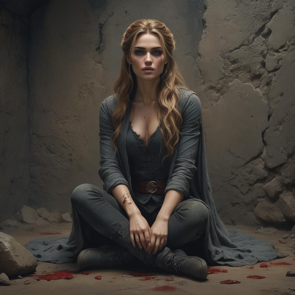 Imprisoned Woman in Cave: Fantasy Concept Art