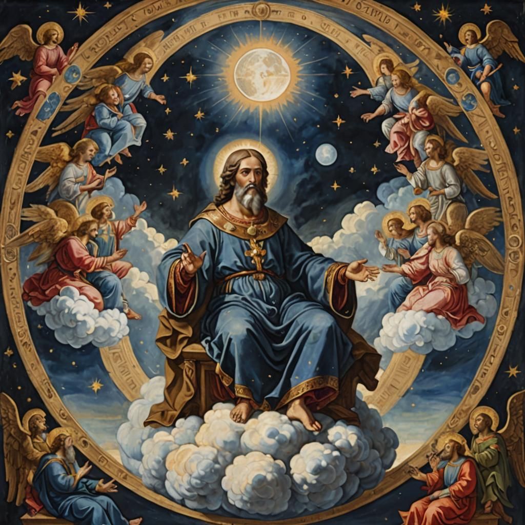Renaissance Painting of Yahweh Over Earth