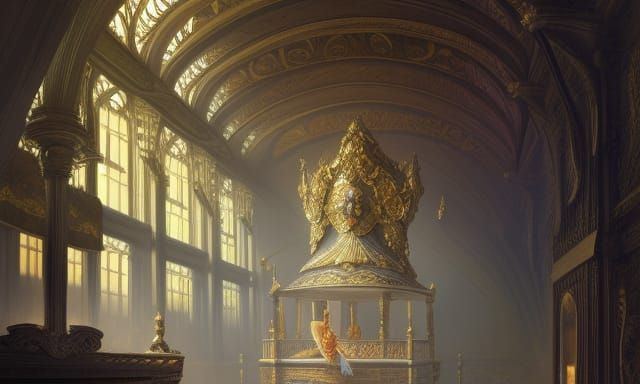Hyperrealistic Throne Room Digital Art in Unreal Engine