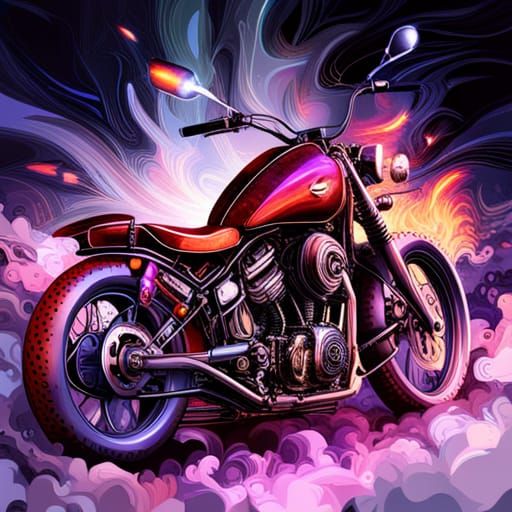 Cyberpunk Motorcycle Exploded View: Digital Art