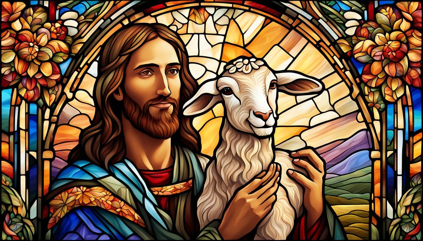 Stained Glass Art: Jesus Christ with Lamb