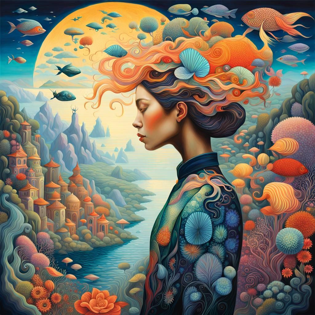 Surreal Gender-Swapped Character in Fantasy World