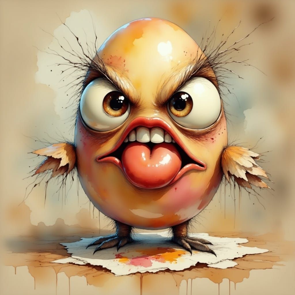 Ethereal Fairy Embodied by a Pickle in a Whimsical, Ink-Wash...