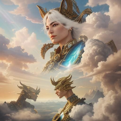 Ethereal Sky with Retrofuturistic Mirrors