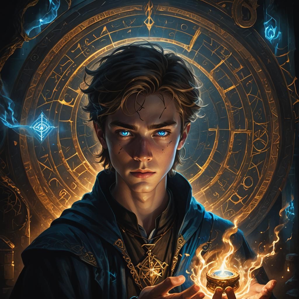 Dark Fantasy Wizard with Luminous Energy