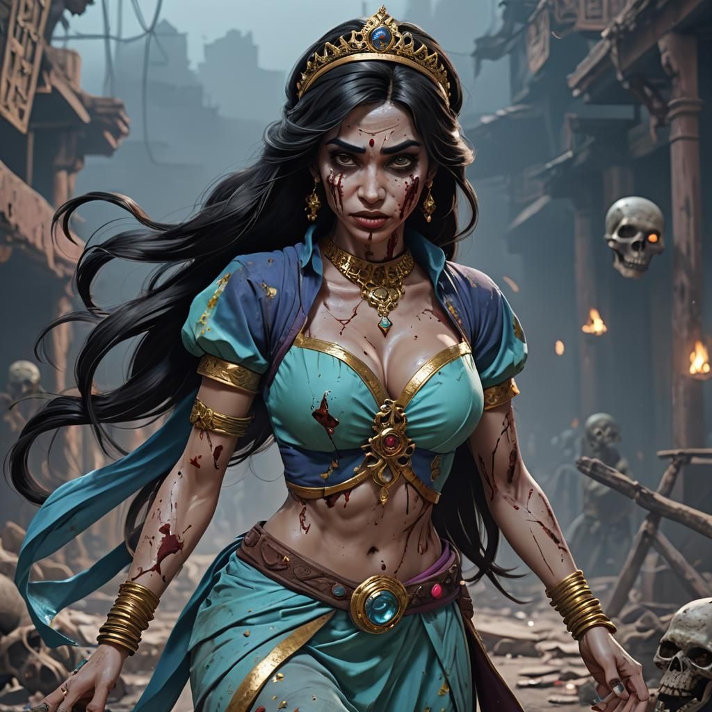 Zombie Princess Jasmine in Detailed 3D Anime Art