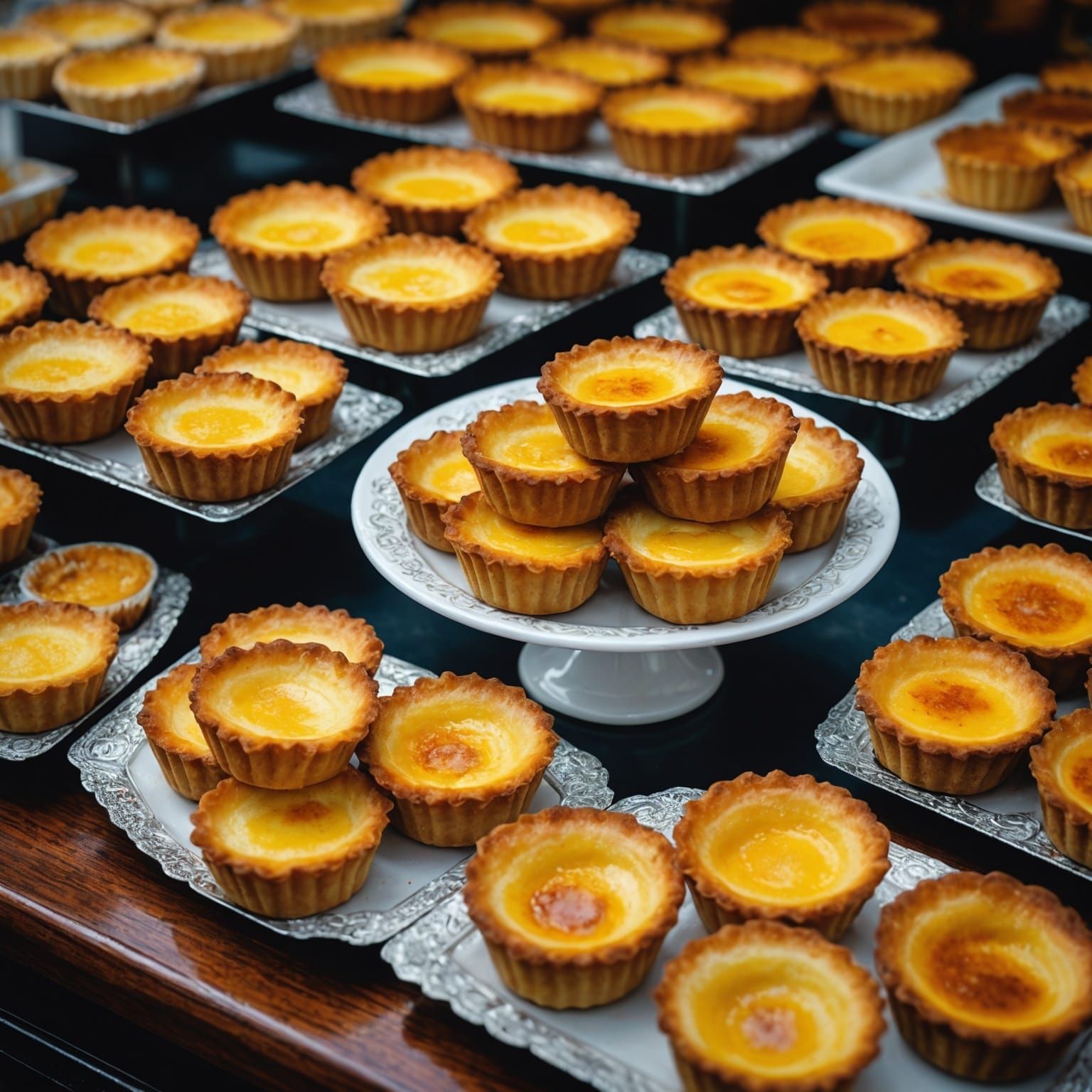 Delicious Portuguese Milk Tarts Food Stall Display