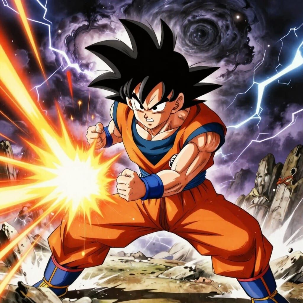 Goku Charges Kamehameha in Epic Anime Style