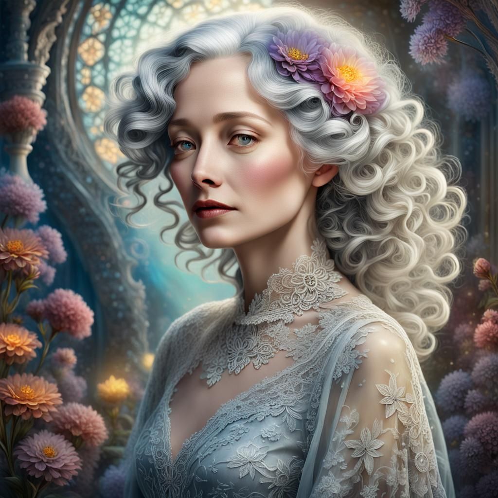 Dreamlike Portrait of a Lady in Surreal Setting
