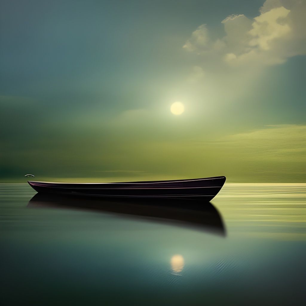 Romantic Boat on Water Digital Painting