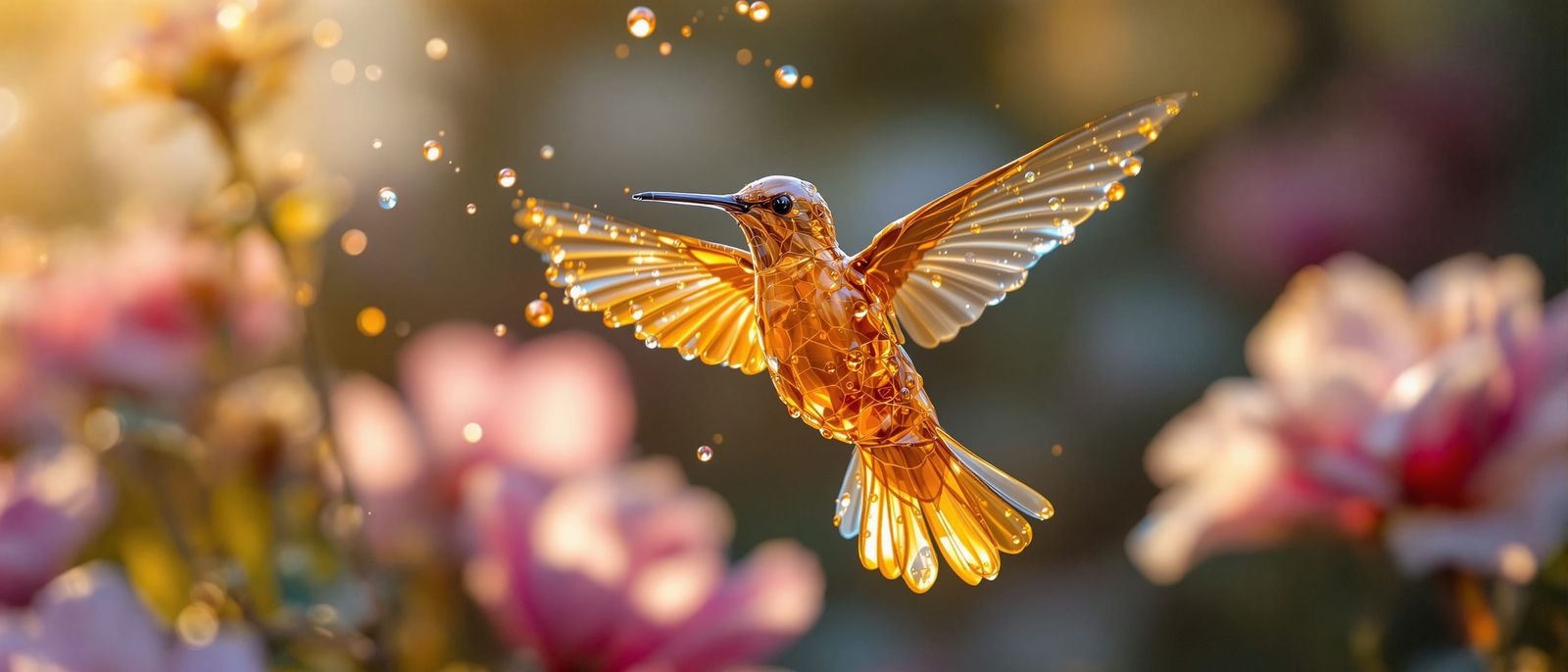 Honey Hummingbird Macro Shot in Golden Hour Glow