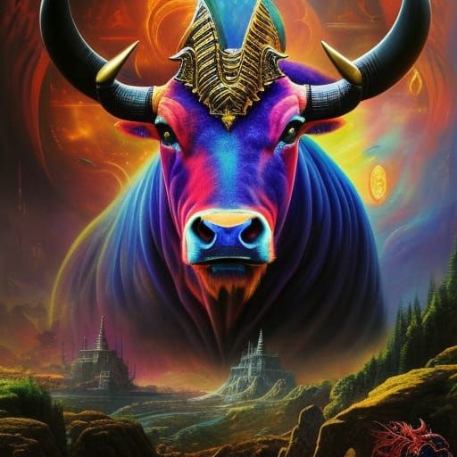 Intricate Zodiac Taurus Bull in Devil's Throne Room