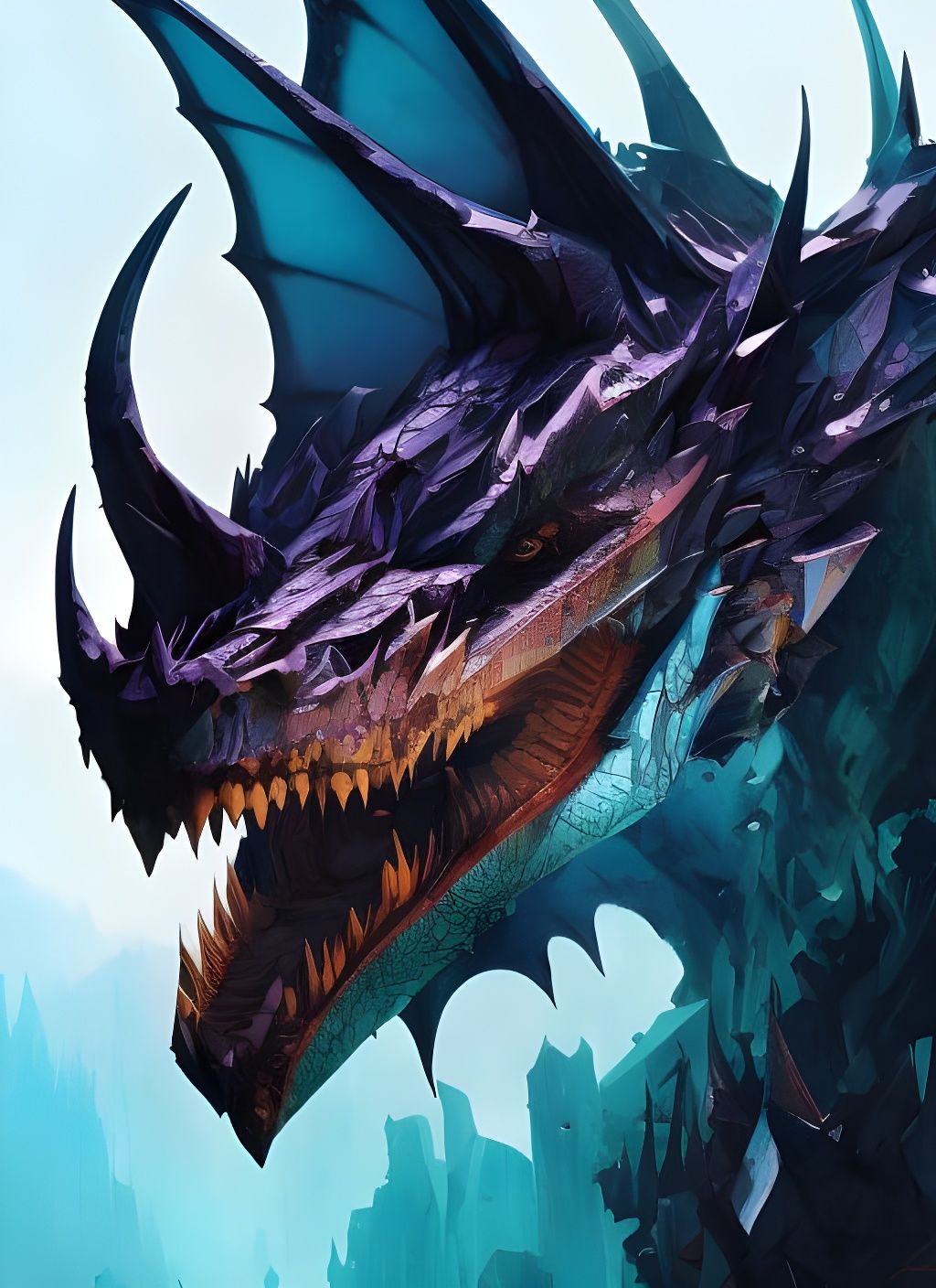 Dragon Portrait in Borderlands Watercolor Style