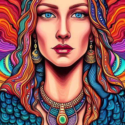 Psychedelic Portrait Inspired by Alice in Wonderland