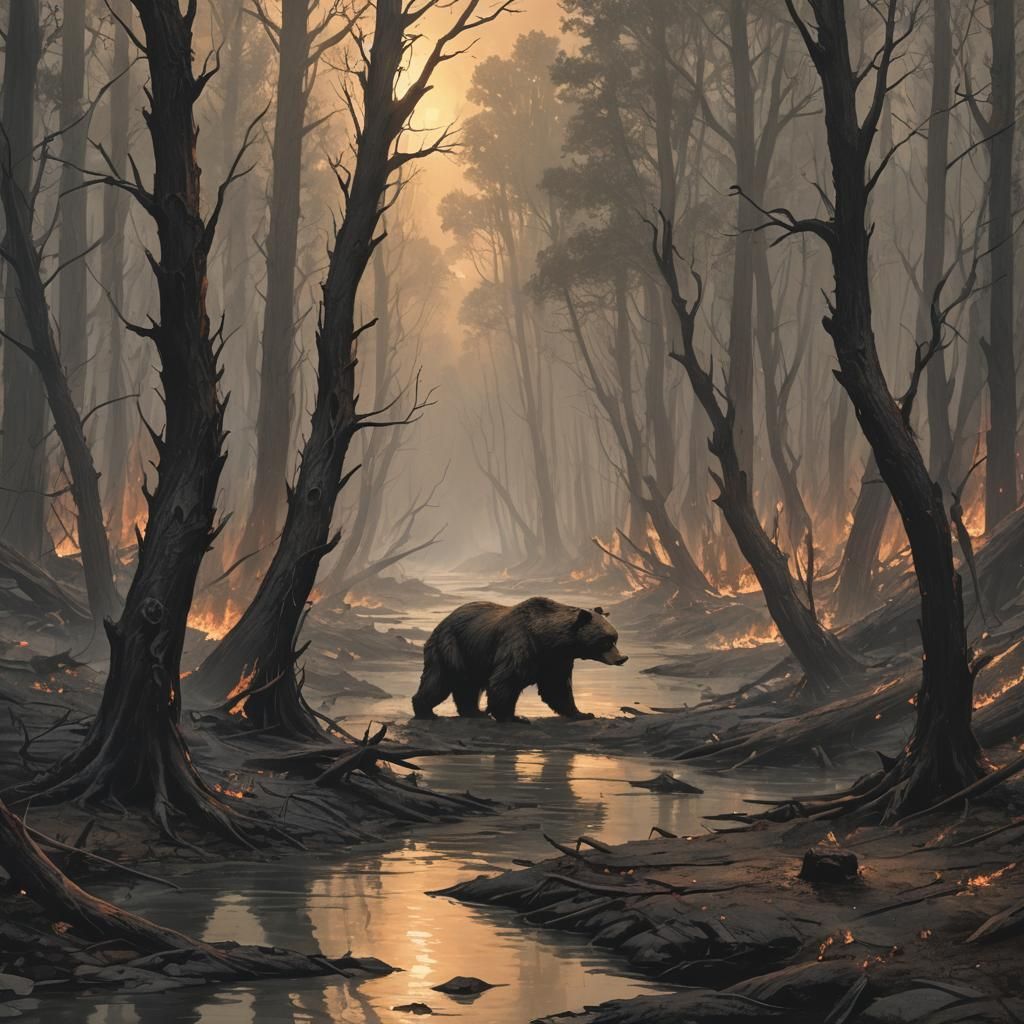 Bear Escapes Forest Fire: A Survival Story